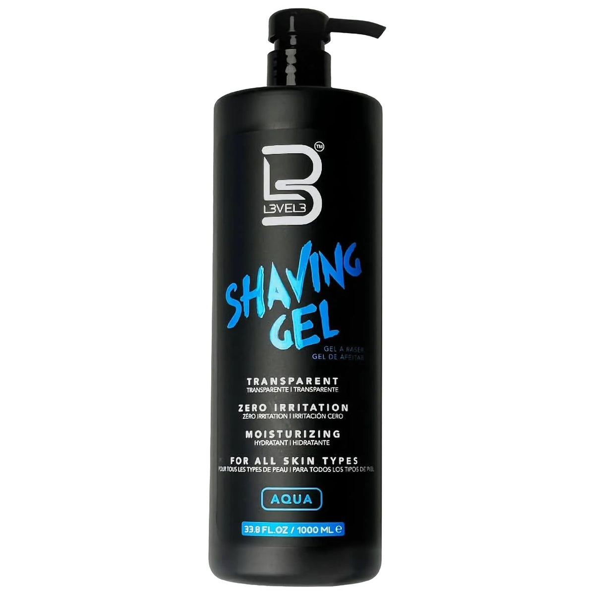 L3 Level 3 Clear Shaving Gel for Men, Non-Foaming, Aqua, 16.9 fl oz
