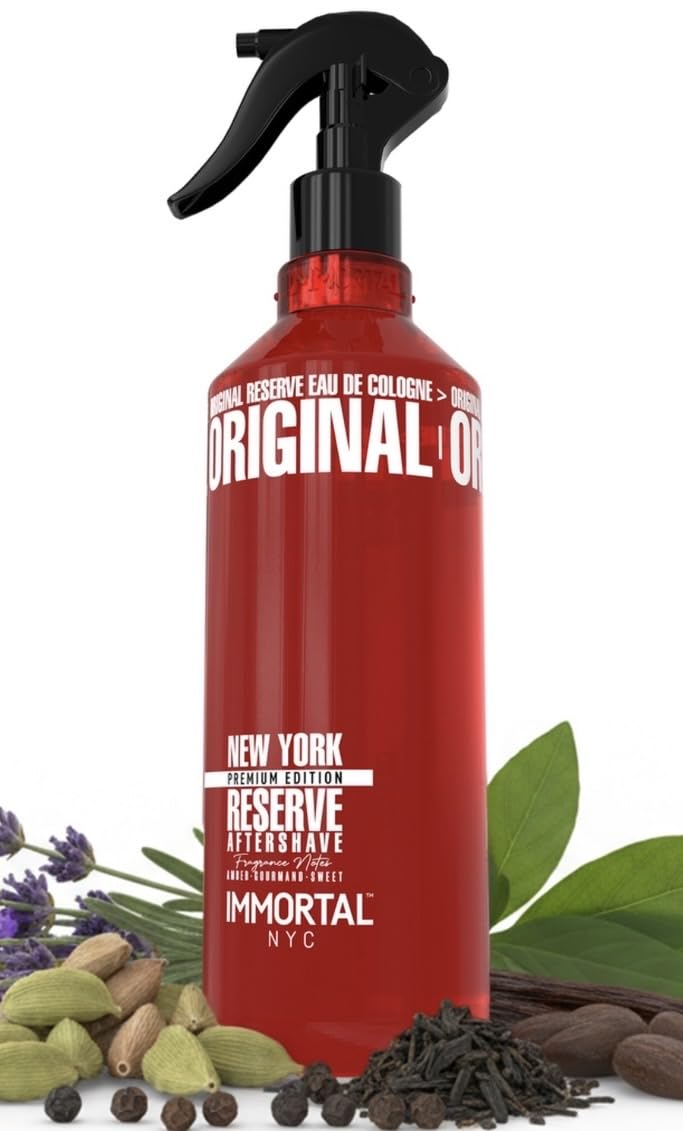 Immortal NYC Reserve New York, Aftershave Spray Body/Face Men's Cologne, 13.5 oz / 400 ml, Barbers, Softens Skin, Refreshes, Revitalizes and Relieves Face and Skin, Moisturizing Formula After Shaving