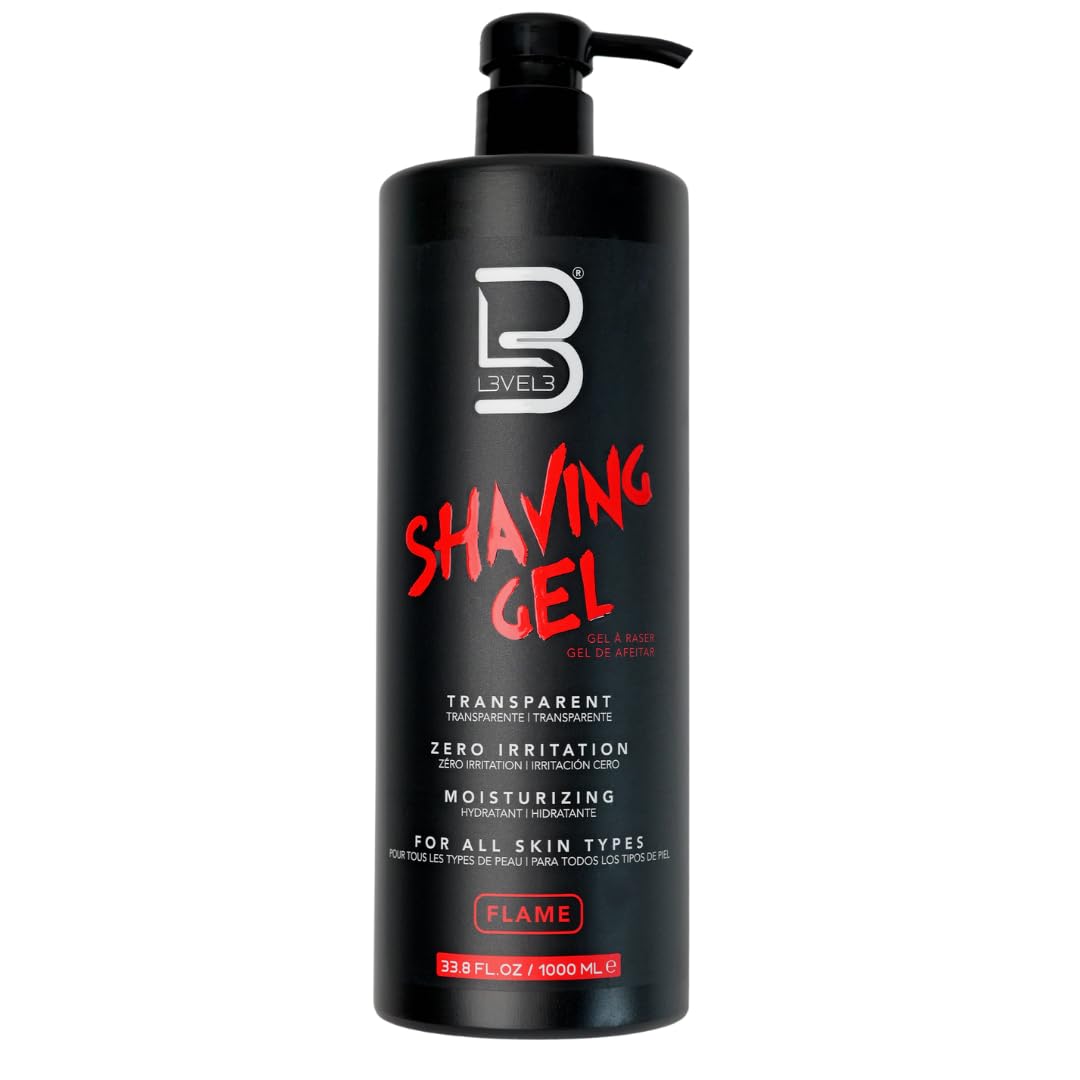 L3 Level 3 Clear Shaving Gel for Men, Non-Foaming, Aqua, 16.9 fl oz