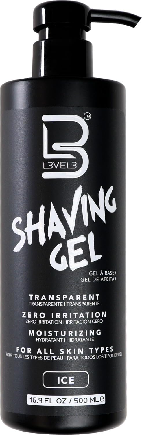 L3 Level 3 Clear Shaving Gel for Men, Non-Foaming, Aqua, 16.9 fl oz