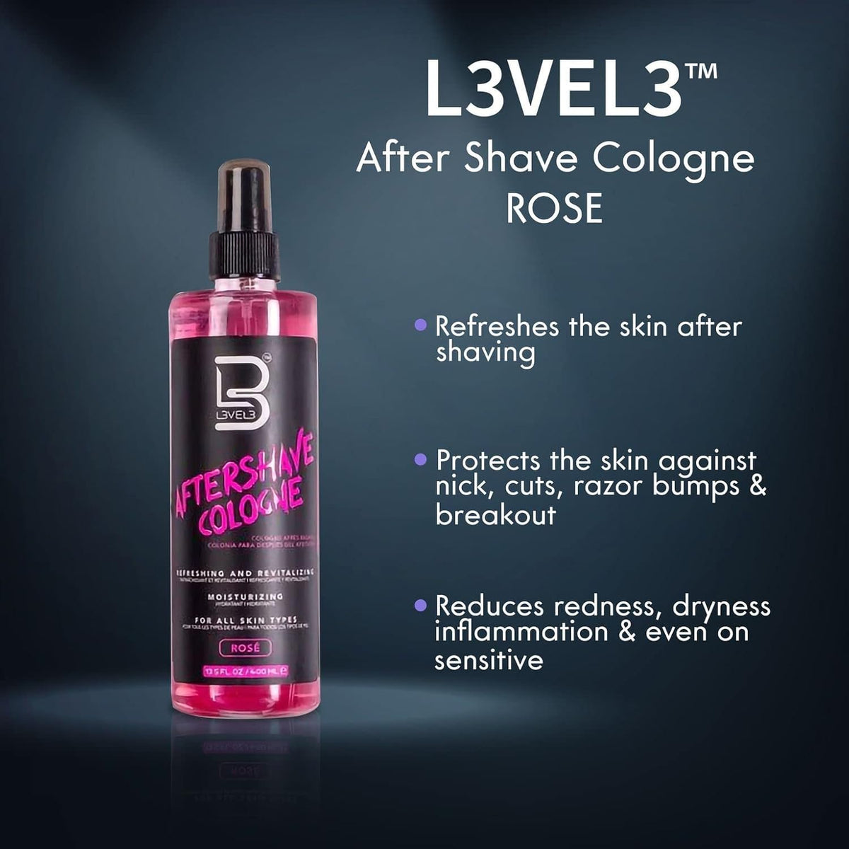 L3 Level 3 Aftershave Cologne Spray for Men, Aqua, 13.5 fl oz