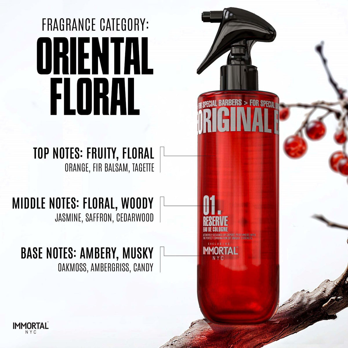 Immortal NYC Reserve New York, Aftershave Spray Body/Face Men's Cologne, 13.5 oz / 400 ml, Barbers, Softens Skin, Refreshes, Revitalizes and Relieves Face and Skin, Moisturizing Formula After Shaving