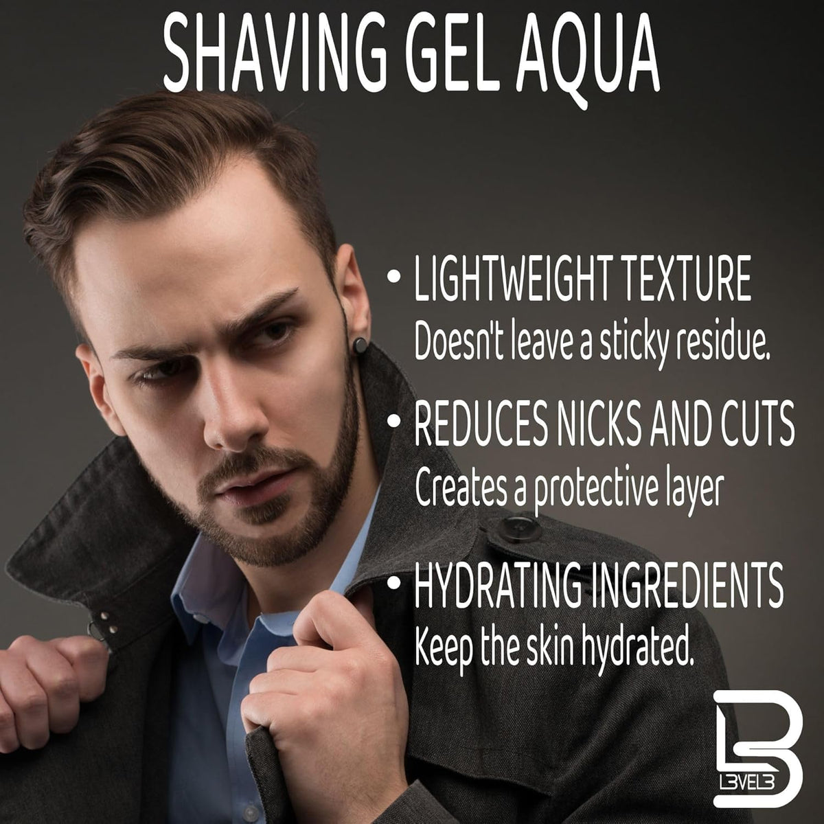 L3 Level 3 Clear Shaving Gel for Men, Non-Foaming, Aqua, 16.9 fl oz