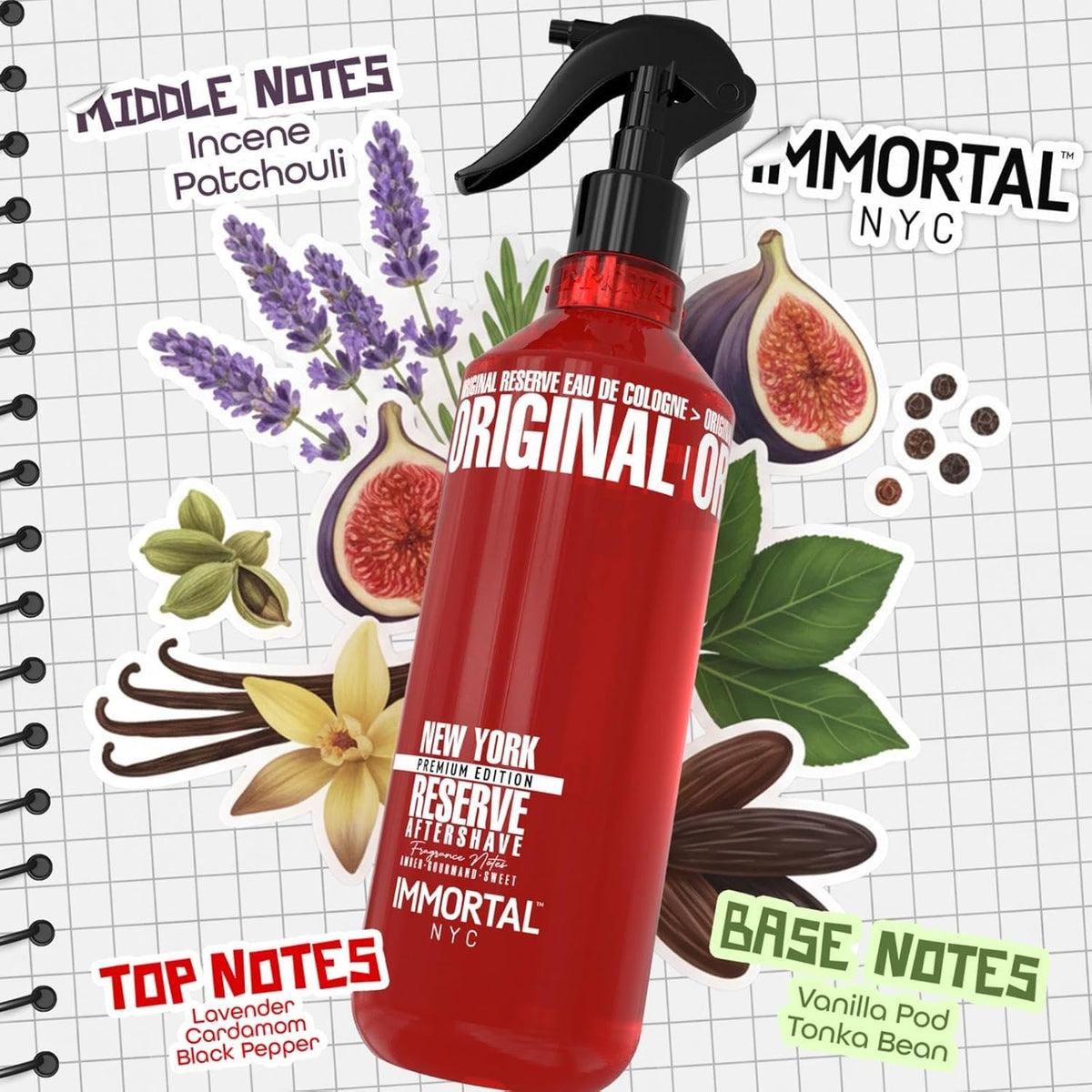 Immortal NYC Reserve New York, Aftershave Spray Body/Face Men's Cologne, 13.5 oz / 400 ml, Barbers, Softens Skin, Refreshes, Revitalizes and Relieves Face and Skin, Moisturizing Formula After Shaving