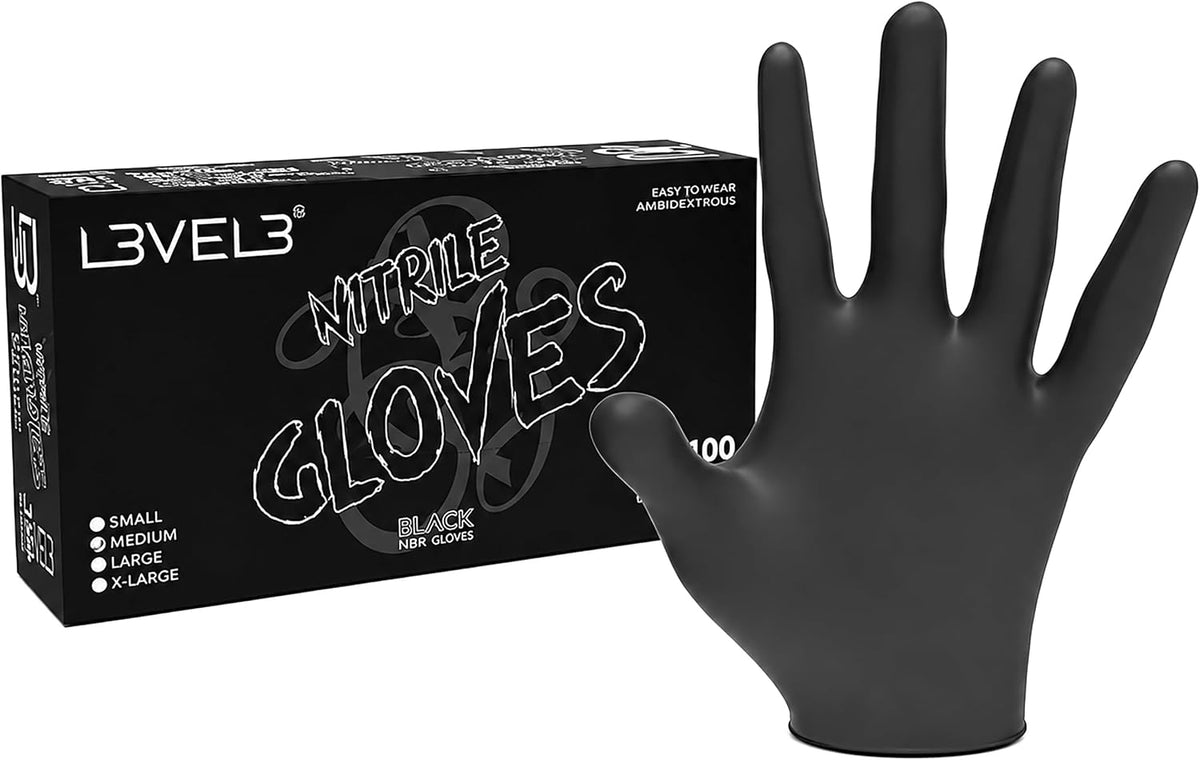 L3 Level 3 Nitrile Gloves - Professional Heavy Duty Disposable Gloves - Latex Free - Fits Snug - Box of 100