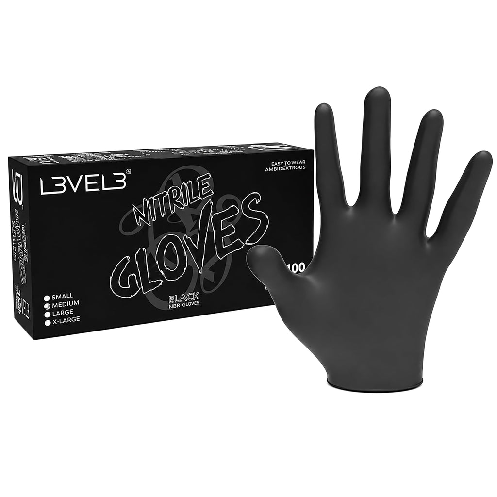 L3 Level 3 Nitrile Gloves - Professional Heavy Duty Disposable Gloves - Latex Free - Fits Snug - Box of 100