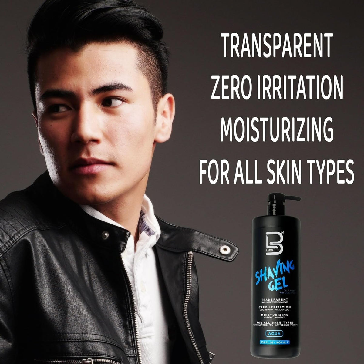 L3 Level 3 Clear Shaving Gel for Men, Non-Foaming, Aqua, 16.9 fl oz