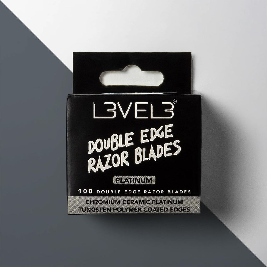 L3 Level 3 Double Edge Razor Blades,Platinum-Coated, Close Shave, 100 Count