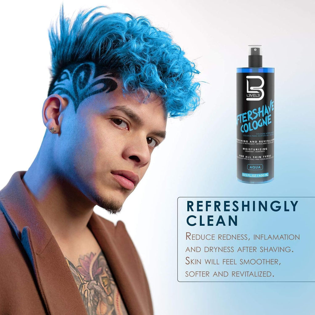 L3 Level 3 Aftershave Cologne Spray for Men, Aqua, 13.5 fl oz