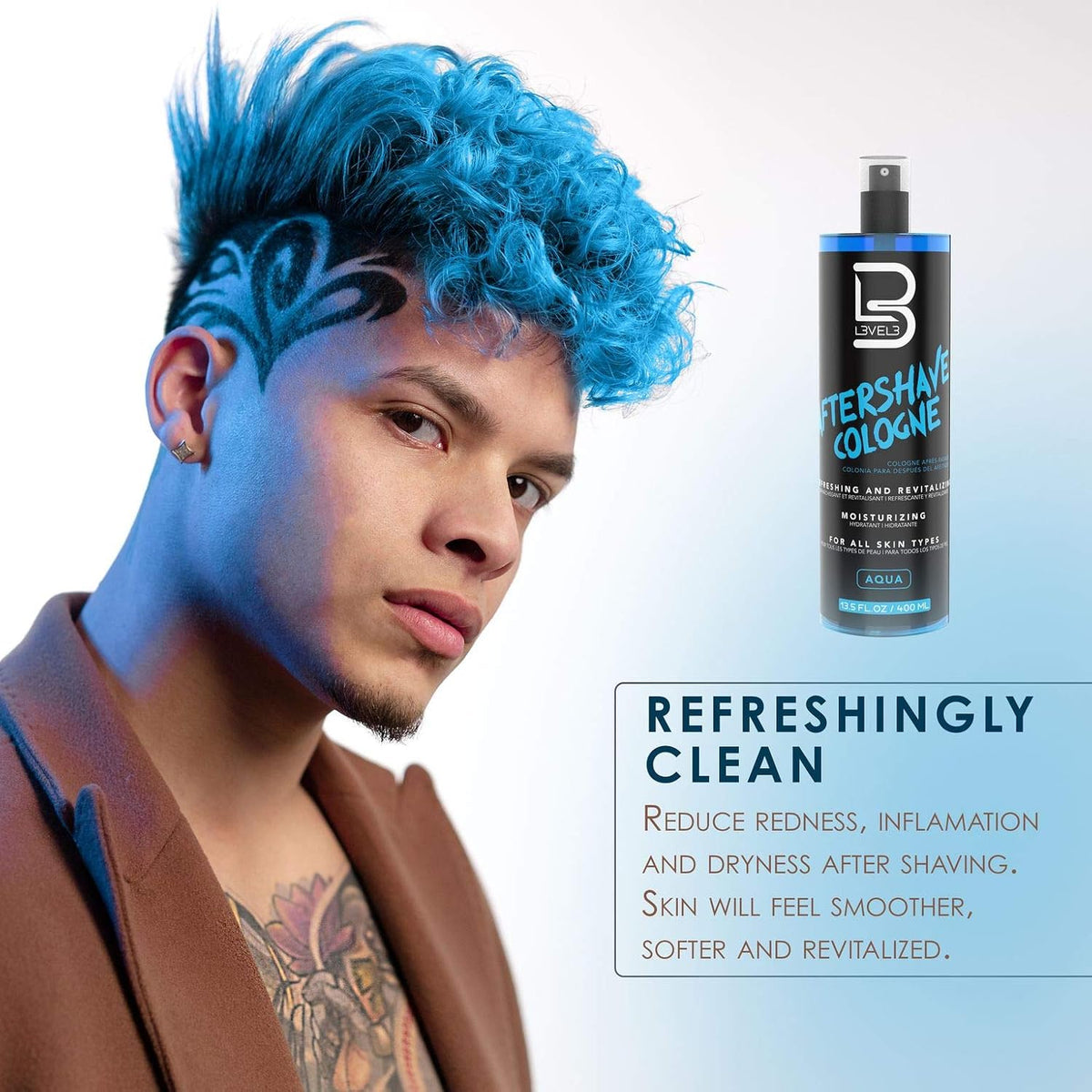 L3 Level 3 Aftershave Cologne Spray for Men, Aqua, 13.5 fl oz