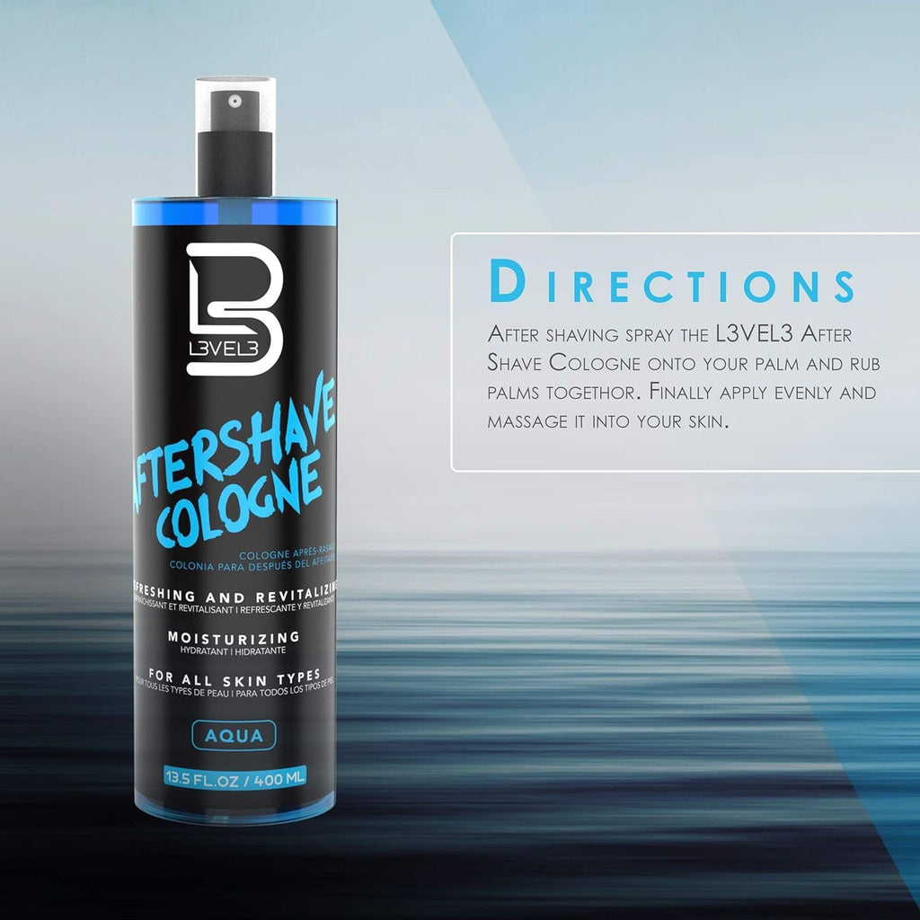 L3 Level 3 Aftershave Cologne Spray for Men, Aqua, 13.5 fl oz