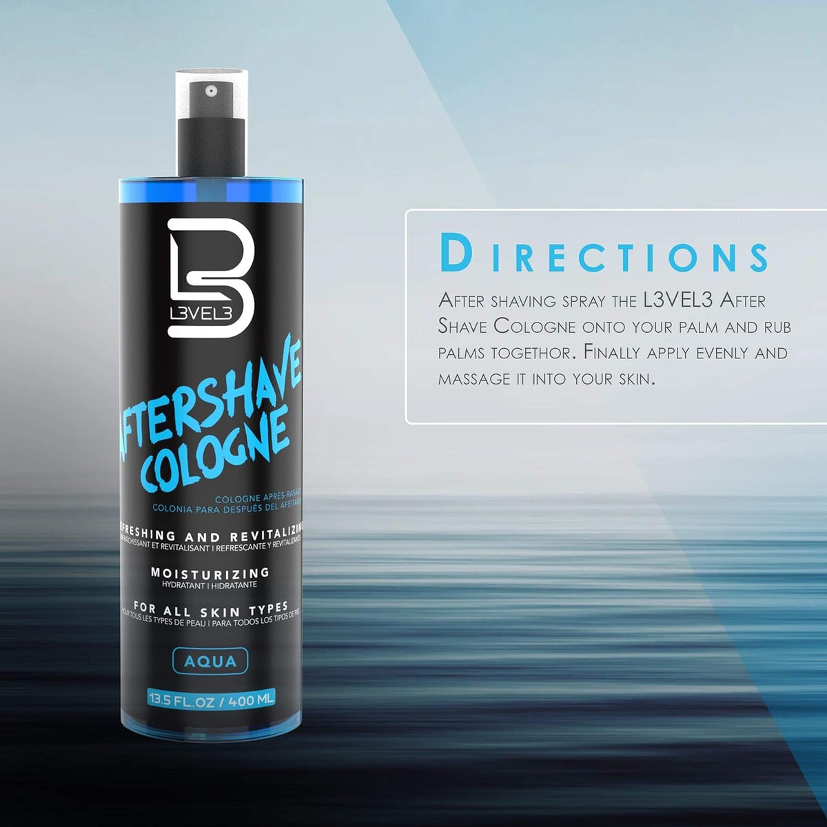 L3 Level 3 Aftershave Cologne Spray for Men, Aqua, 13.5 fl oz