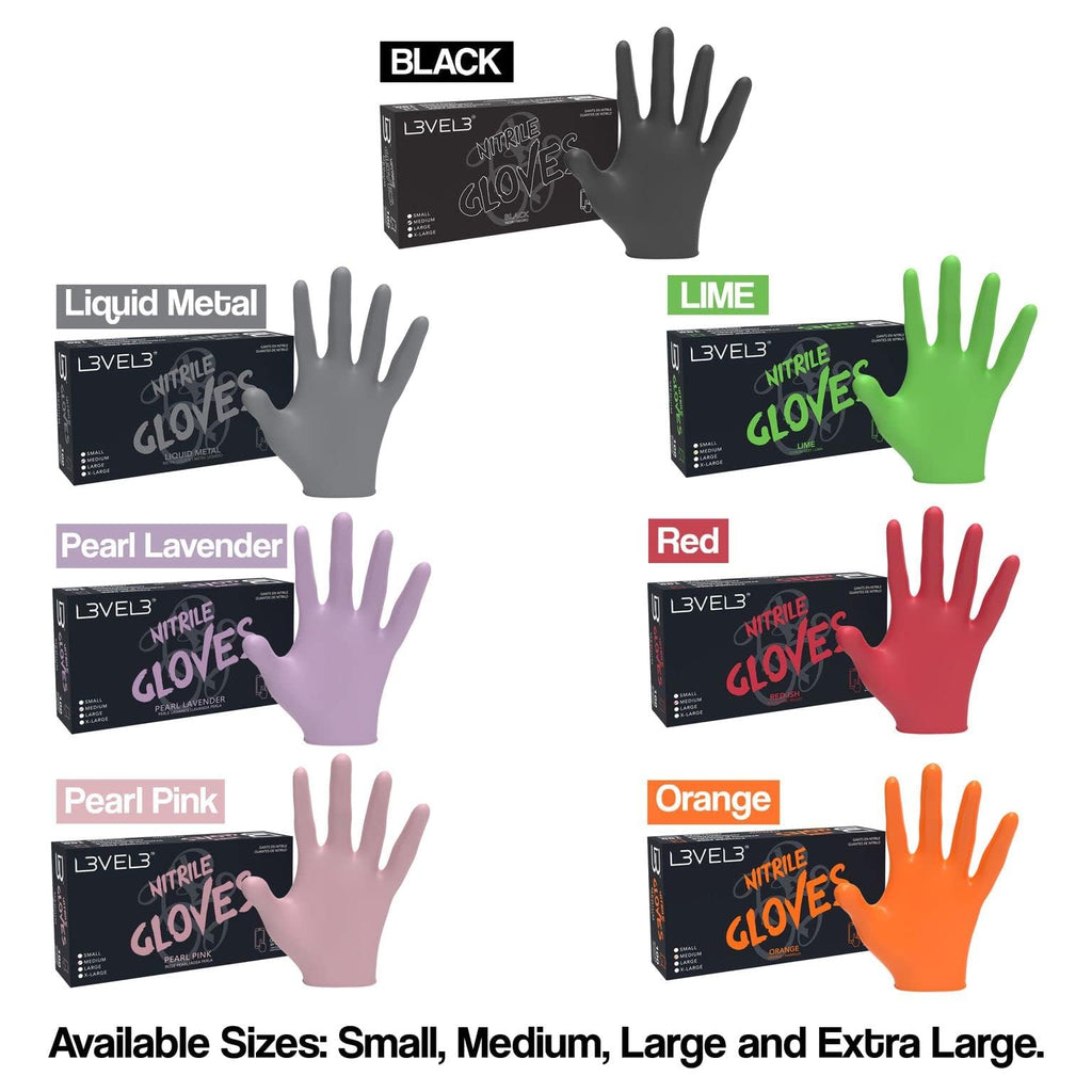 L3 Level 3 Nitrile Gloves - Professional Heavy Duty Disposable Gloves - Latex Free - Fits Snug - Box of 100