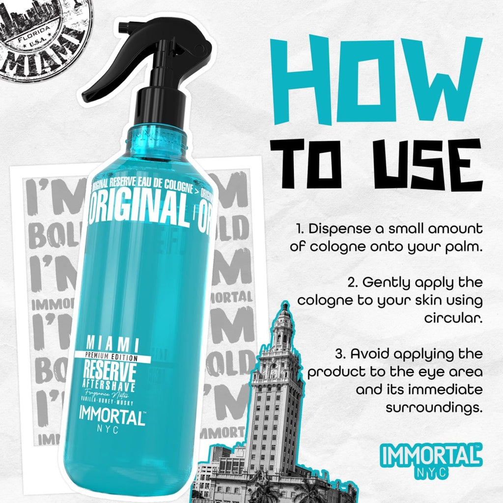 Immortal NYC Reserve New York, Aftershave Spray Body/Face Men's Cologne, 13.5 oz / 400 ml, Barbers, Softens Skin, Refreshes, Revitalizes and Relieves Face and Skin, Moisturizing Formula After Shaving
