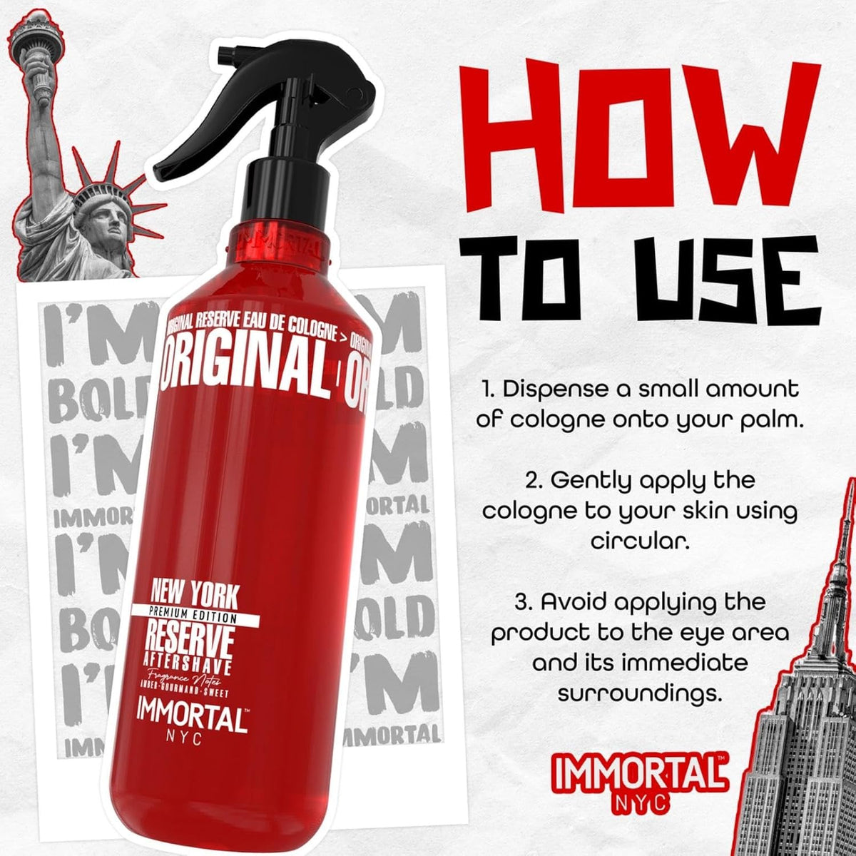 Immortal NYC Reserve New York, Aftershave Spray Body/Face Men's Cologne, 13.5 oz / 400 ml, Barbers, Softens Skin, Refreshes, Revitalizes and Relieves Face and Skin, Moisturizing Formula After Shaving