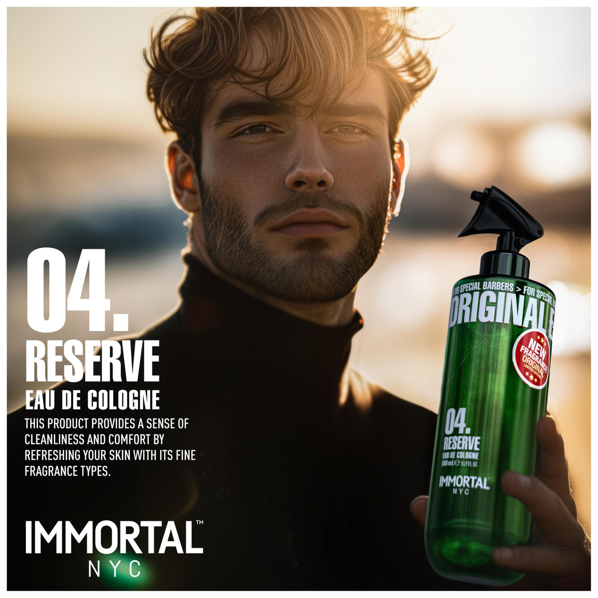 Immortal NYC Reserve New York, Aftershave Spray Body/Face Men's Cologne, 13.5 oz / 400 ml, Barbers, Softens Skin, Refreshes, Revitalizes and Relieves Face and Skin, Moisturizing Formula After Shaving