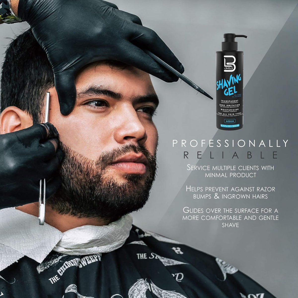 L3 Level 3 Clear Shaving Gel for Men, Non-Foaming, Aqua, 16.9 fl oz