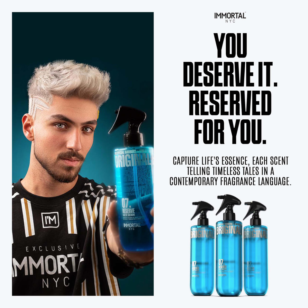 Immortal NYC Reserve New York, Aftershave Spray Body/Face Men's Cologne, 13.5 oz / 400 ml, Barbers, Softens Skin, Refreshes, Revitalizes and Relieves Face and Skin, Moisturizing Formula After Shaving