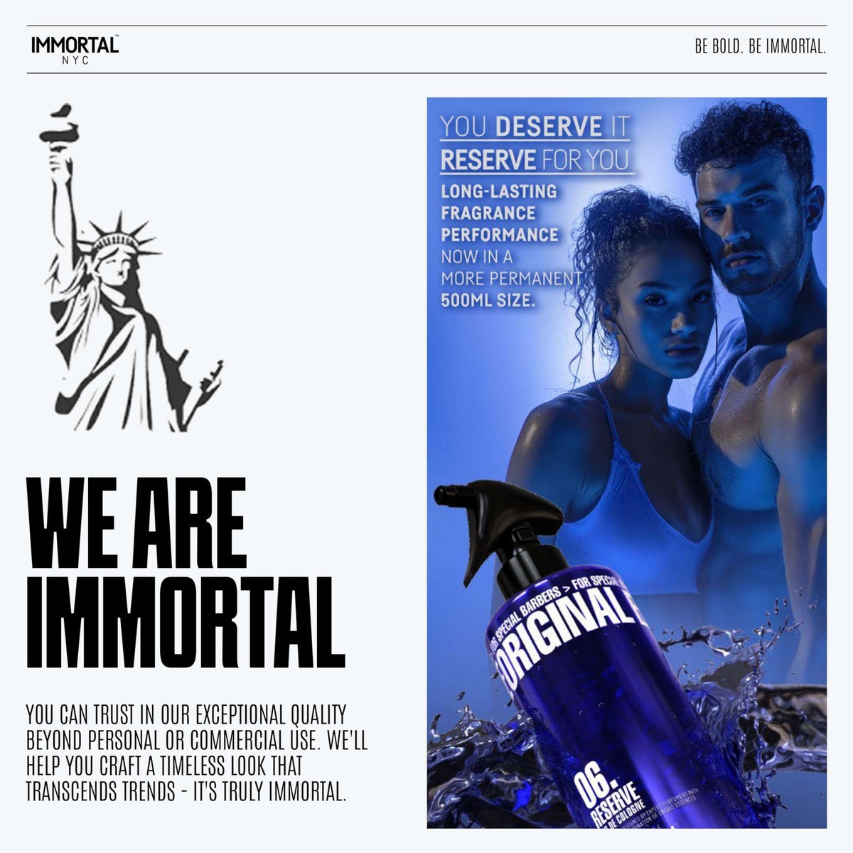 Immortal NYC Reserve New York, Aftershave Spray Body/Face Men's Cologne, 13.5 oz / 400 ml, Barbers, Softens Skin, Refreshes, Revitalizes and Relieves Face and Skin, Moisturizing Formula After Shaving