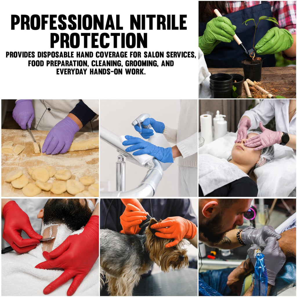 L3 Level 3 Nitrile Gloves - Professional Heavy Duty Disposable Gloves - Latex Free - Fits Snug - Box of 100