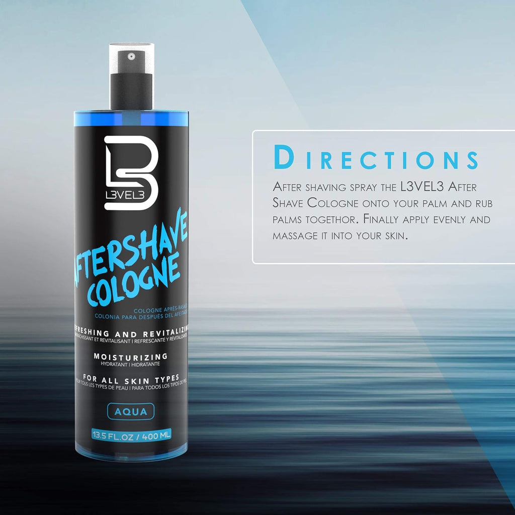 L3 Level 3 Aftershave Cologne Spray for Men, Aqua, 13.5 fl oz