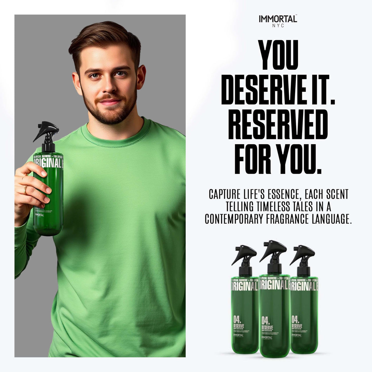 Immortal NYC Reserve New York, Aftershave Spray Body/Face Men's Cologne, 13.5 oz / 400 ml, Barbers, Softens Skin, Refreshes, Revitalizes and Relieves Face and Skin, Moisturizing Formula After Shaving