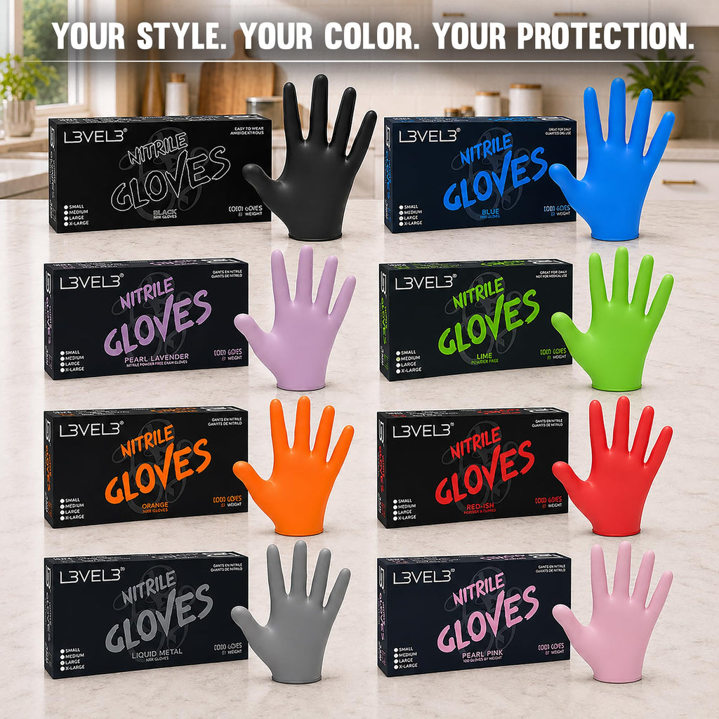 L3 Level 3 Nitrile Gloves - Professional Heavy Duty Disposable Gloves - Latex Free - Fits Snug - Box of 100