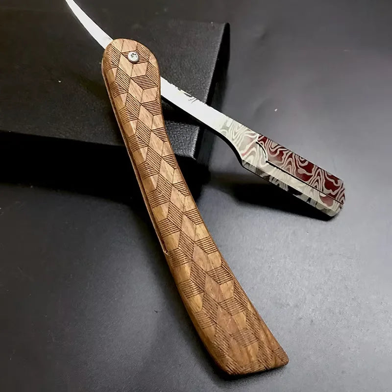 Professional Wooden Handle Shaving Razor for Men – Replaceable Blade Barber Razor | Vintage Straight Edge Shaver & Grooming Gift