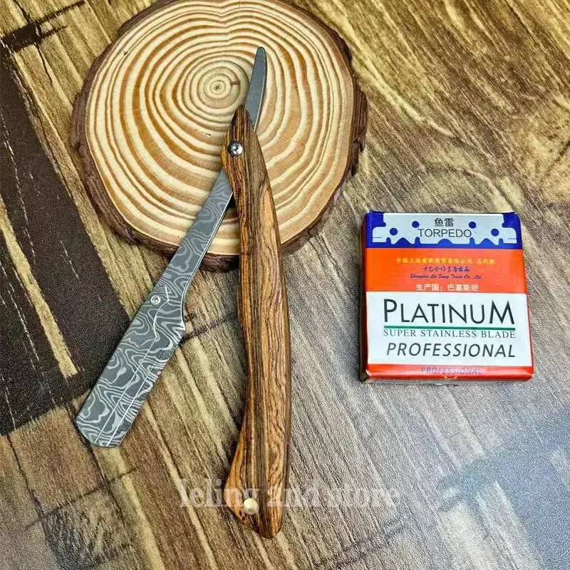 Professional Wooden Handle Shaving Razor for Men – Replaceable Blade Barber Razor | Vintage Straight Edge Shaver & Grooming Gift