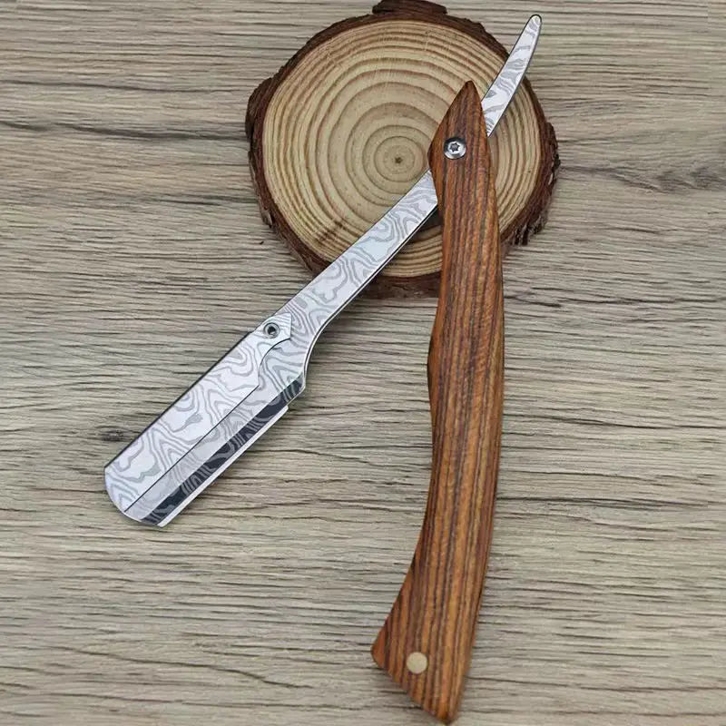 Professional Wooden Handle Shaving Razor for Men – Replaceable Blade Barber Razor | Vintage Straight Edge Shaver & Grooming Gift