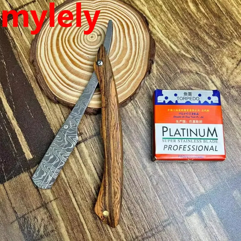 Professional Wooden Handle Shaving Razor for Men – Replaceable Blade Barber Razor | Vintage Straight Edge Shaver & Grooming Gift