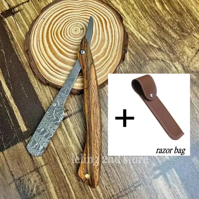 Professional Wooden Handle Shaving Razor for Men – Replaceable Blade Barber Razor | Vintage Straight Edge Shaver & Grooming Gift
