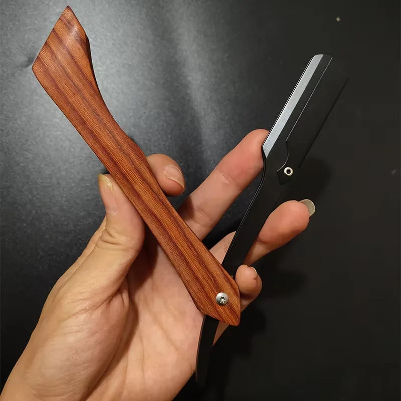 Professional Wooden Handle Shaving Razor for Men – Replaceable Blade Barber Razor | Vintage Straight Edge Shaver & Grooming Gift