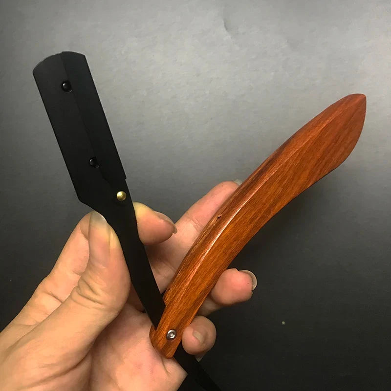 Professional Wooden Handle Shaving Razor for Men – Replaceable Blade Barber Razor | Vintage Straight Edge Shaver & Grooming Gift